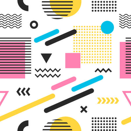 Seamless trendy colorful abstract pattern with geometric shapesのイラスト素材
