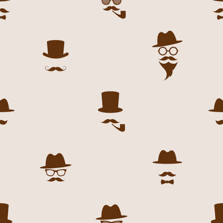 Seamless pattern with brown gentleman portrait iconsのイラスト素材