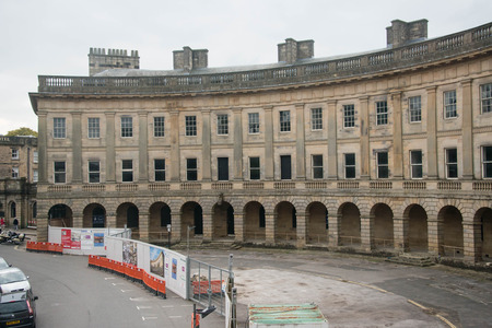 The curved exterior of the Buxton Crescent, Derbyshire, UKのeditorial素材
