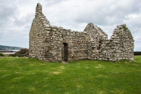 Capel Lligwy, a ruined chapel near Rhos Lligwy in Anglesey, north Walesの写真素材