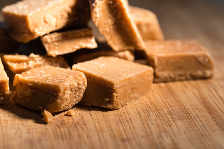 Closeup of homemade fudge in a kitchenの写真素材