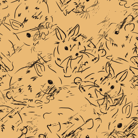 bunny, rabbit, grunge, stamp, sign, farm, funny, traditional, wild, hare, zoo, decoration, simple, decorative, cartoon, shape, ear, holiday, happy, line, pet, logo, outline, spring, element, cute, silのイラスト素材