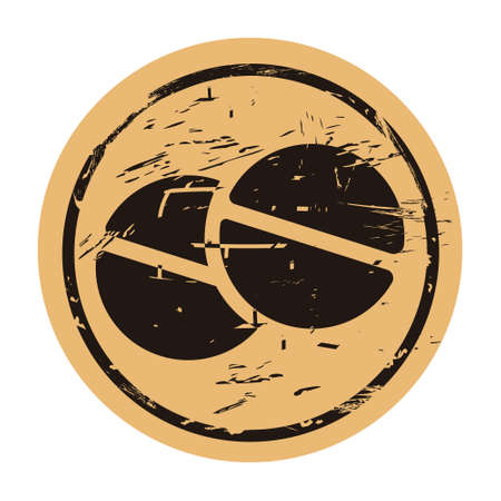 Vector round stamp with pills on craft background in old style. Round shape pill silhouette grunge texture. Tablet icon on flat minimal style.のイラスト素材