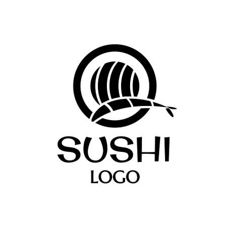 vector image shrimp roll logo template. minimalistic design black silhouette. sushi icon. illustration isolated vector sign symbol. Japanese traditional cuisine, tasty food sign. Asian sushi barのイラスト素材