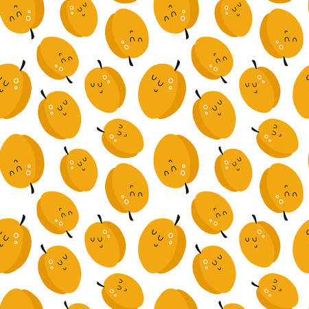 vector seamless cute pattern with cartoon apricots. it can be used as wallpaper, poster, print for...