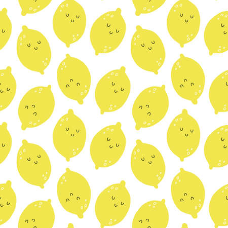 vector seamless pattern with cartoon yellow lemons. it can be used as wallpaper, poster, print for...