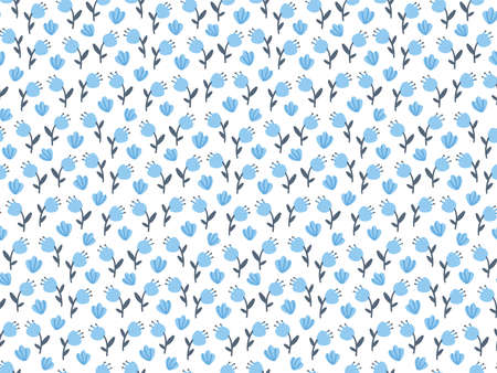 cute vector seamless pattern with cartoon flowers. it can be used as wallpaper, poster, print for clothing, fabric, textiles, notebooks, packaging paper. floral background.のイラスト素材
