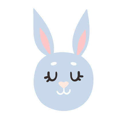 cute hand-drawn cartoon blue rabbit. vector image isolated on a white backgroundのイラスト素材