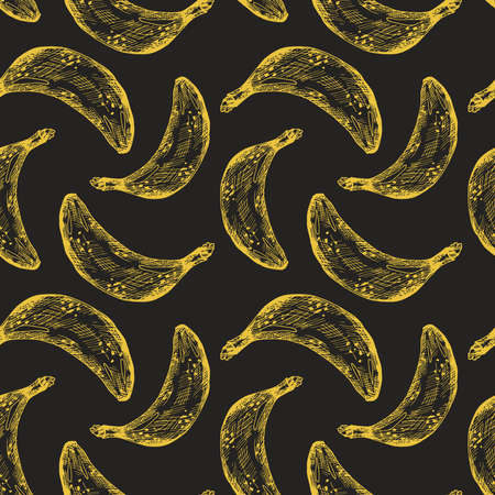 vector seamless pattern with hand-drawn bananas. wallpaper, poster, print for clothes, notebooks, packaging paper. food backgroundのイラスト素材