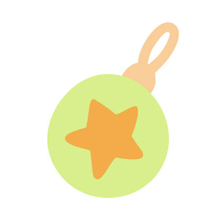 cute hand-drawn cartoon green Christmas tree toy with a star. vector image isolated on a white backgroundのイラスト素材