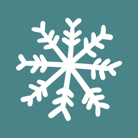 a white snowflake. cute cartoon-style vector image isolated on a blue background