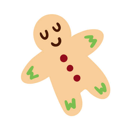 a smiling gingerbread man. cute cartoon-style vector image isolated on white backgroundのイラスト素材