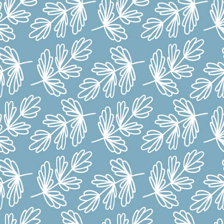 seamless pattern with branches and leaves. nature background, sketch, graphic printのイラスト素材