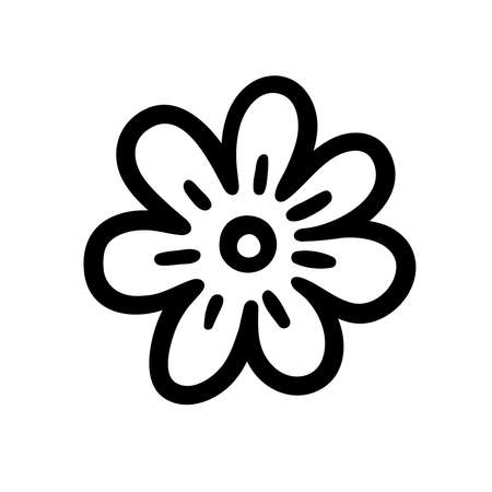 hand-drawn doodle flower. vector isolated cartoon illustration. line printのイラスト素材