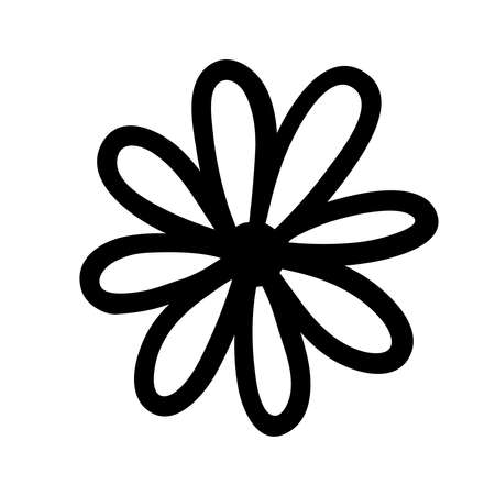 hand-drawn doodle flower. vector isolated cartoon illustration. line printのイラスト素材