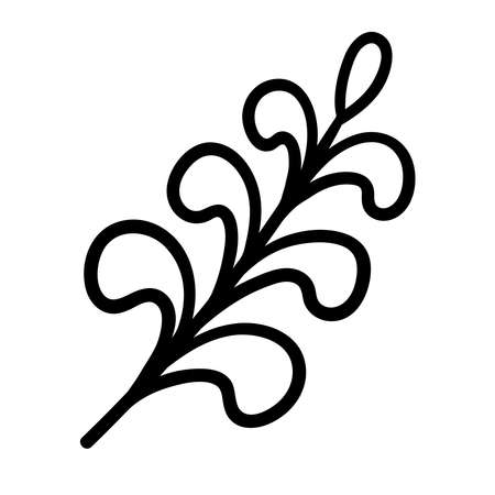 hand drawn doodle twig with leaves. vector isolated cartoon illustration. line print, tattoo, sticker, plant, branchのイラスト素材