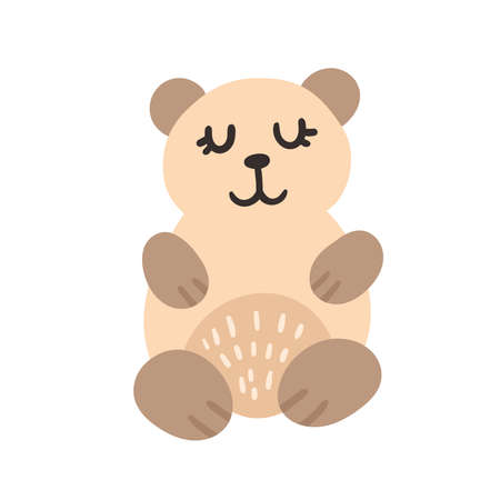 Vector Cute Cartoon Brown Baby Bear. Isolated Illustration on a white background.のイラスト素材