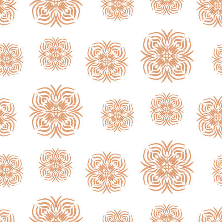 Vector seamless pattern with abstract orange floral shapes. Print for fabric, clothing, notebooks, wallpaper, scrapbooking, wrapping paperのイラスト素材