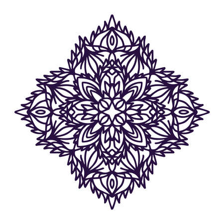 Vector illustration of an isolated Mandala on a white background. Henna, tattoo, floral pattern.のイラスト素材
