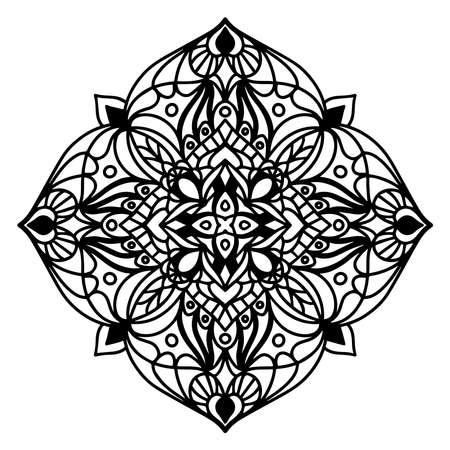 Vector illustration of an isolated Mandala on a white background. Henna, tattoo, floral pattern.のイラスト素材