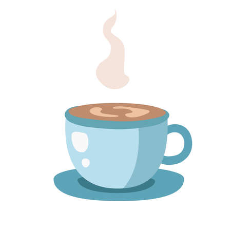 Vector illustration of Blue coffee Cup in cartoon style isolated on a white backgroundのイラスト素材