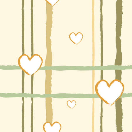 Romantic cute vector seamless pattern with stripes and a heart.のイラスト素材