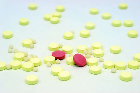 Pills of different shapes and colors
