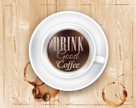 Poster coffee in loft wood color lettering Drink good coffee  Vectorのイラスト素材