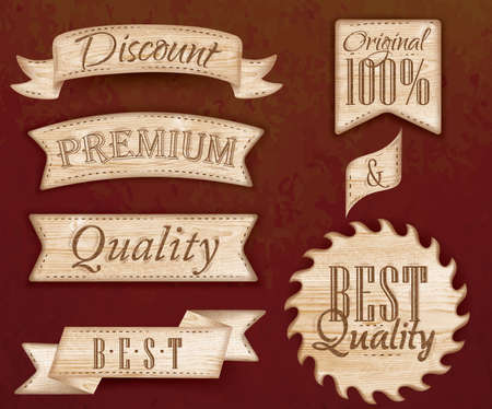 Set of ribbons and labels with text quality and best, premium  Vectorのイラスト素材