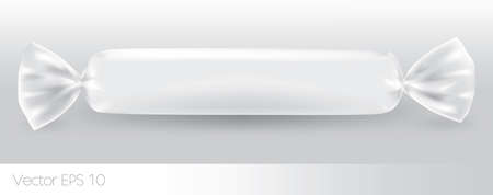 White long candy package for new design, isolation of the product on a white background with reflections and soldering white color  のイラスト素材