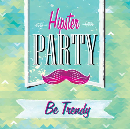 Hipster background made of triangles on the Hipster party in green colors Retro label design  Square composition with geometric shapes, color green  Hipster theme label  Mustacheのイラスト素材
