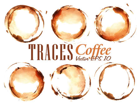 Set Traces Cup drawn pour coffee splashes and blots prints Cup のイラスト素材