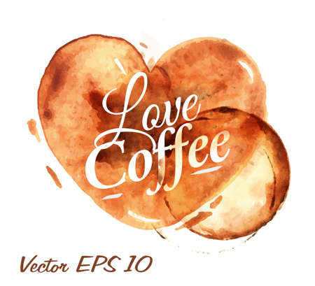 Heart drawn pour coffee with the inscription love coffee with splashes and blots prints Cupのイラスト素材