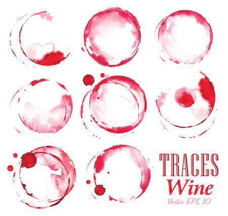 Set traces glass draw pour wine splashes and spot print.のイラスト素材