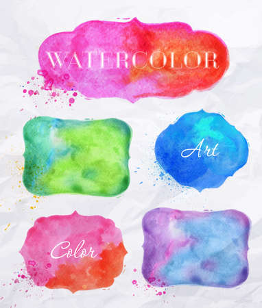 Set watercolor labels design elements, vintage frame handmade aquarelleのイラスト素材