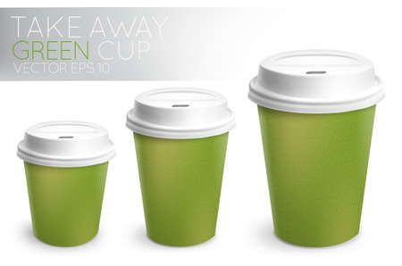 Take away paper cup greenのイラスト素材