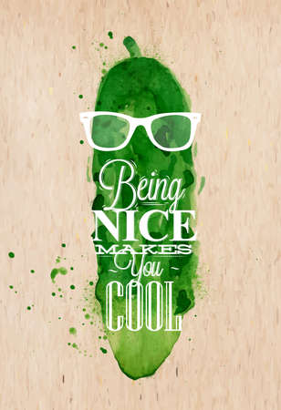 Vintage poster design with cucumberのイラスト素材