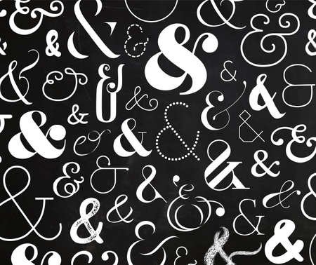 Ampersand pattern made from symbols drawing on crumpled paper backgroundのイラスト素材