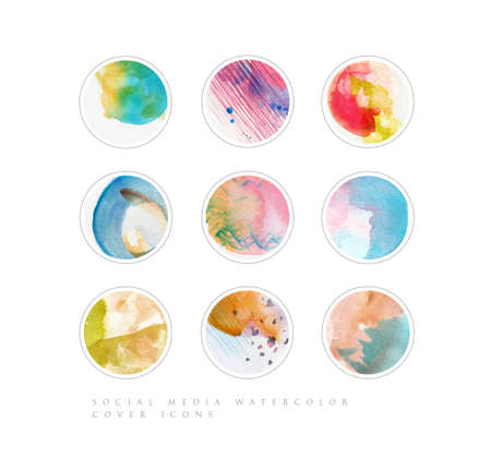 Set of multicolored social media stories highlights cover iconsのイラスト素材