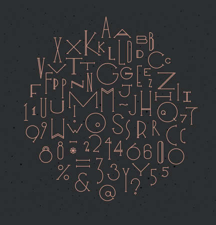 Art deco alphabet drawing in art deco style on dark backgroundのイラスト素材