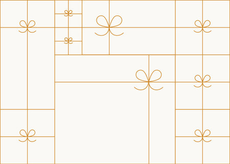 Art deco present box linear composition drawing on beige backgroundのイラスト素材