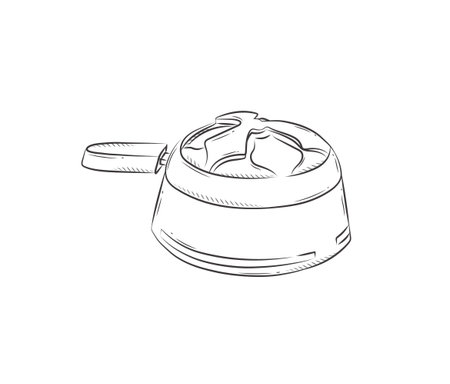 Hookah heat management tool for smoking shisha drawing in vintage graphic style with black on white backgroundのイラスト素材