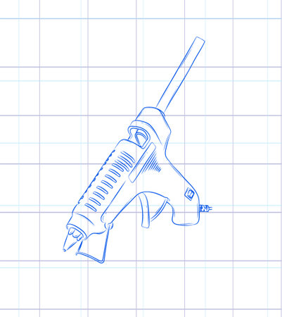 Glue gun illustration drawing in graphic style on light backgroundのイラスト素材
