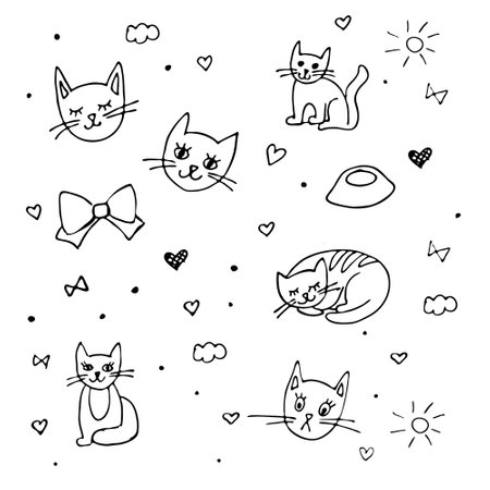 seamless pattern with cute catsのイラスト素材