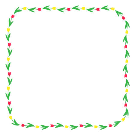 Pink floral decorative frame spring tulipのイラスト素材