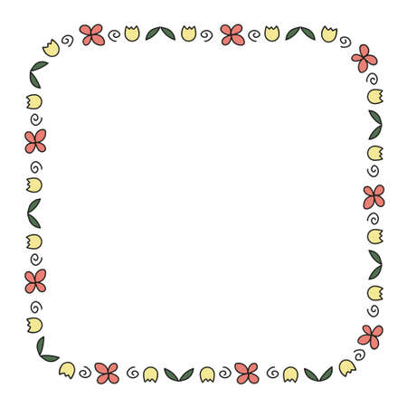 Pink floral decorative frame springのイラスト素材