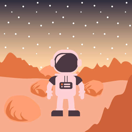 Dark red Mars planet space landscapeのイラスト素材