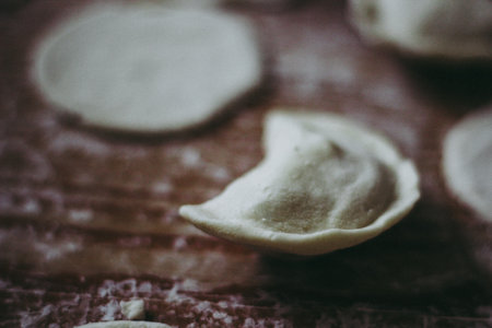 Ukraine. Slavic food. Ukrainian national dish. Dough. Flour.の写真素材