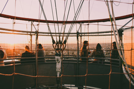 Paris, France. Sunset. Flight on a balloon.のeditorial素材
