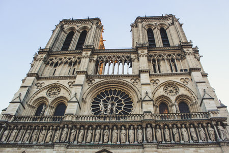 Cathedral in Paris, France. Architecture and landmarks of Paris. Postcard of Parisのeditorial素材